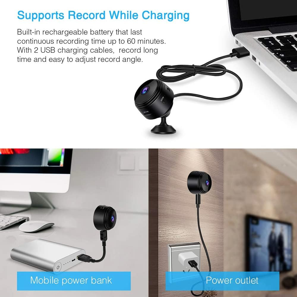 HIKOAN Mini Camera Home Surveillance Camera Motion Detection for Home Car Indoor Outdoor Security image number 2