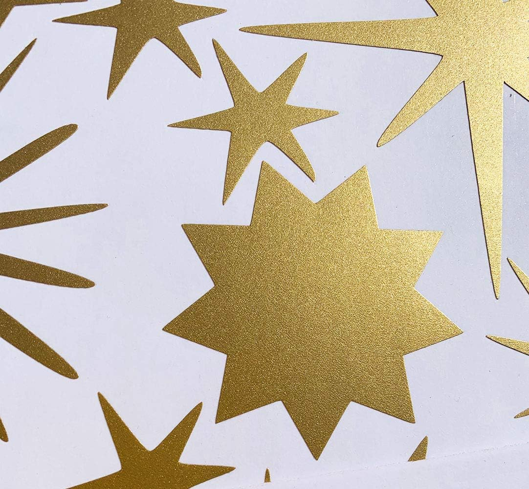 Sparkle Decals Star Decals, Nursery Wall Decal, Kids Room Decor, Star Wall Decor, Sparkle Wall Art, Baby Room Star Wall Sticker Peel&Stick Removable Decals (Vintage Gold) - Gold image number 3