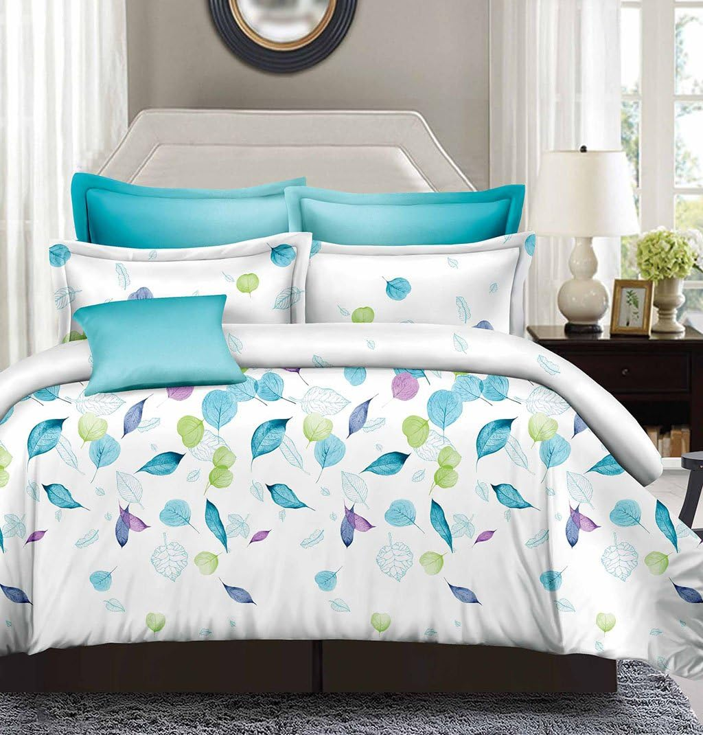 Leaves Quilt Cover Set, 3 Piece Duvet Cover Set Includes 2 Pillowcases, Doona Cover Set (Super King Size)