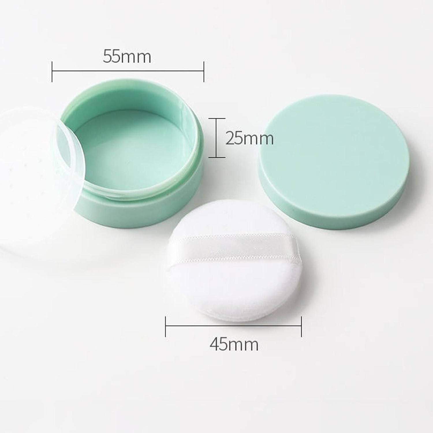 Harayaa Empty Loose Powder Containers with Puff for Loose Powder, Blush, Foundation Accessories Durable Small Size Lightweight Delicate Workmanship, Green image number 1