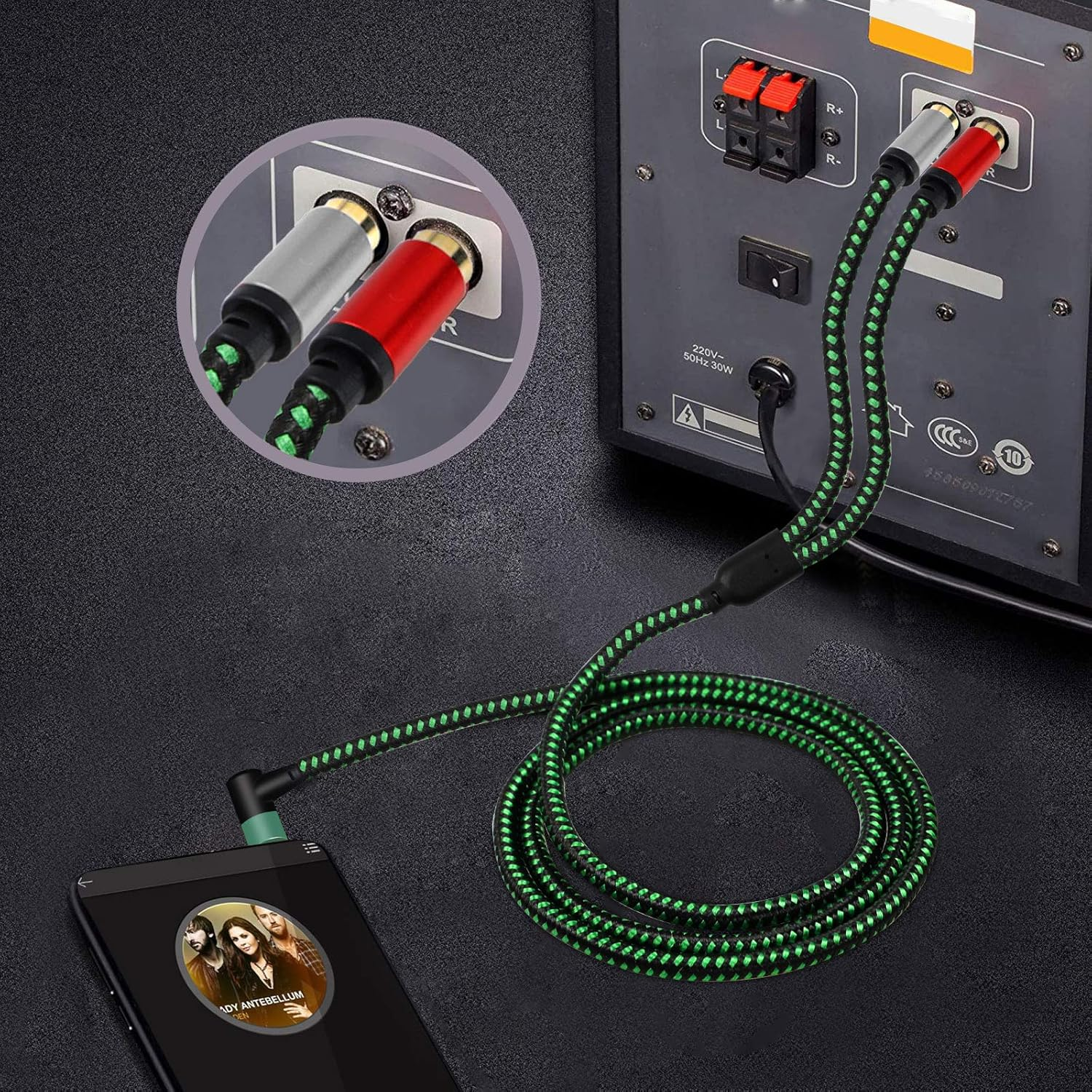 OUGCYG RCA to 3.5Mm Cable 4M, Phono Mini Jack Stereo Lead Gold-Plated Red and White Aux Headphone Cord RCA Audio Y Splitter Compatible with Hi-Fi Amplifier Speaker DJ TV Car (4M) image number 2