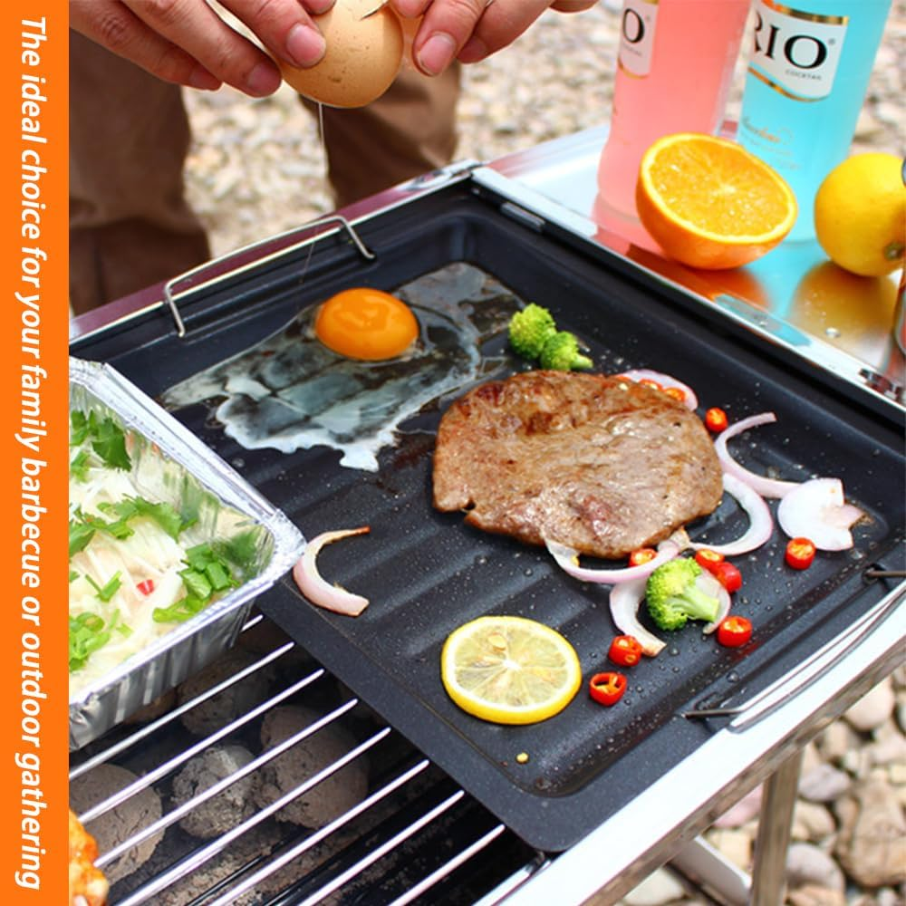Nonstick Square Grill Pan, Stainless Steel Barbecue Pan, Grilling Frying Plate Formeats Steak Fish and Vegetables image number 1