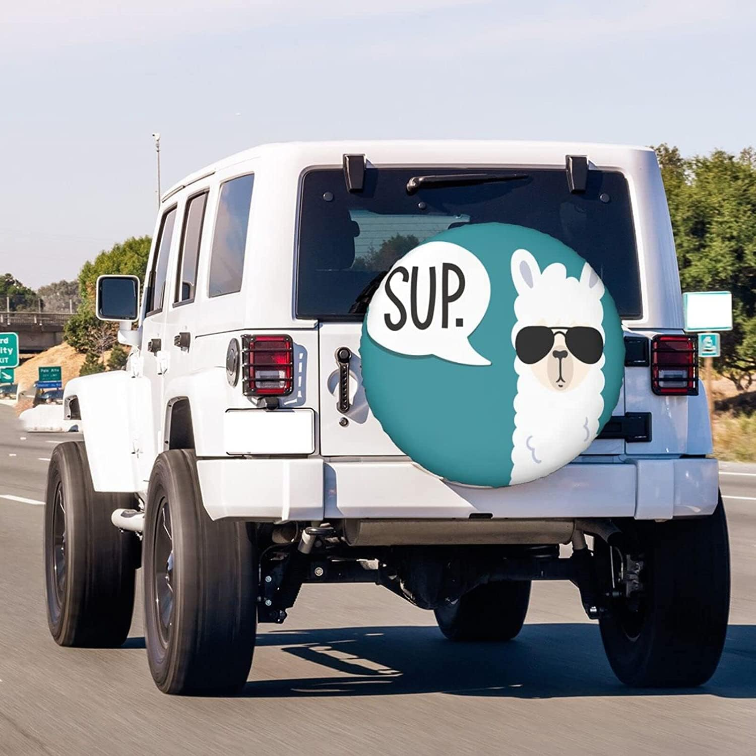 Funny Llama Spare Tire Cover Dust-Proof Wheel Tire Cover Fit Trailer, RV, SUV and Many Vehicle 17 Inch