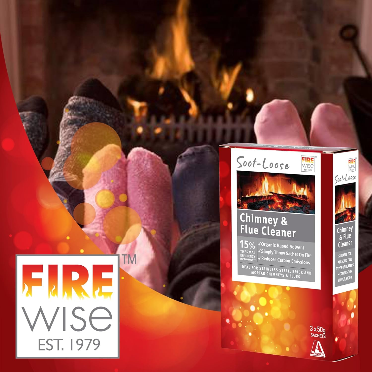 Soot-Loose Chimney and Flue Cleaner, 2 in 1, Dissolves Tar & Creosote That Has Built up over Time, Increases Heater Efficiency & Reduces Smoke Emissions and Is Safe for the Environment - 3 Boxes (9 Sachets) image number 5