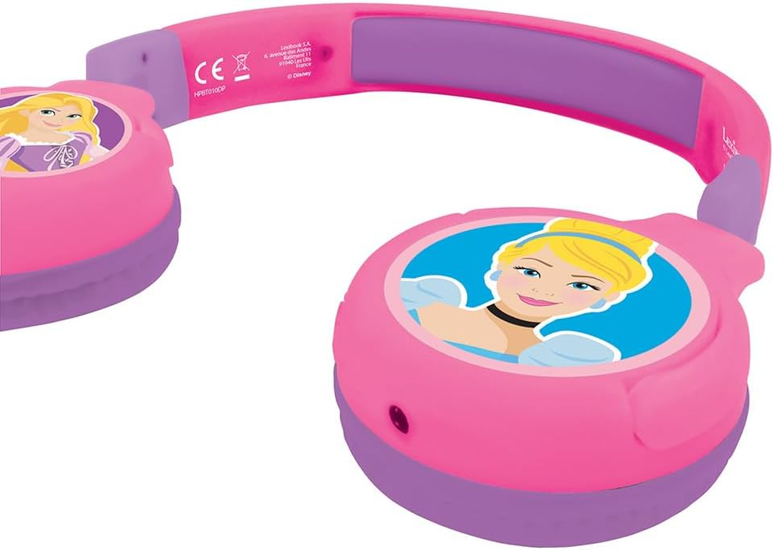 LEXIBOOK Disney Princess 2-In-1 Bluetooth Headphones for Kids - Stereo Wireless Wired, Kids Safe, Foldable, Adjustable, HPBT010DPLXB image number 2