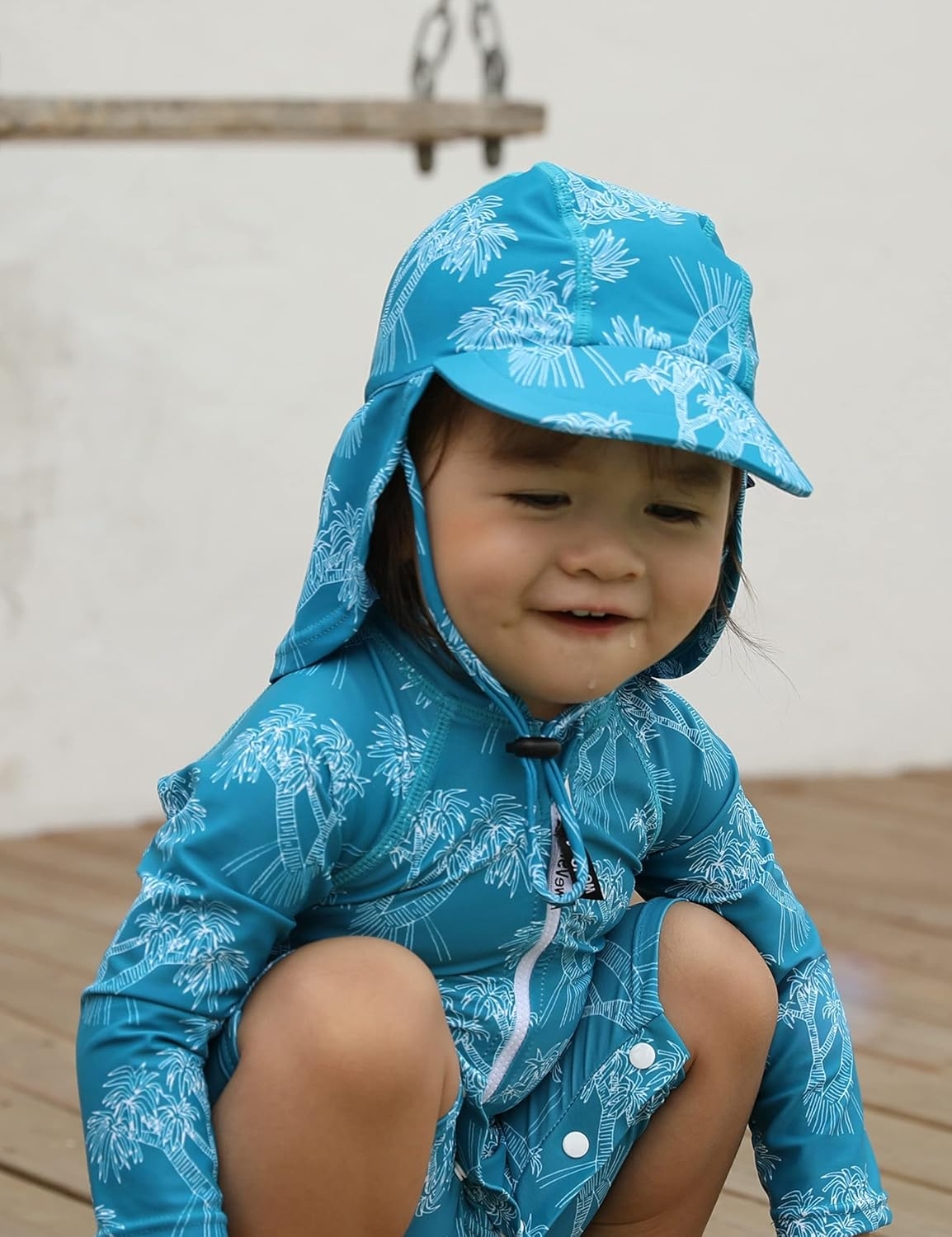 Wevswe Baby Toddler Sun Hat UPF 50+ Swim Cap Flap Neck Protection Adjustable Chin Straps UV Sun Protection Hats image number 5