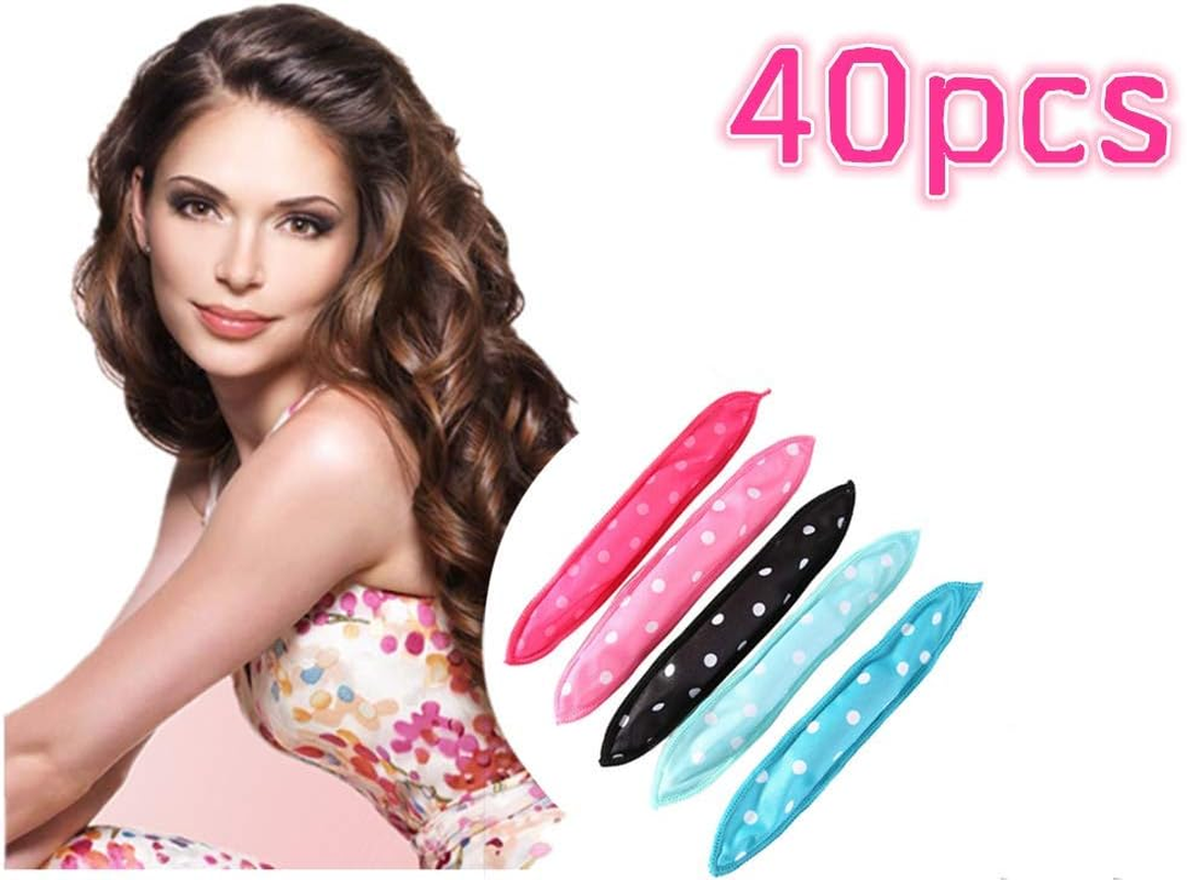 Flexible Foam Sponge Hair Curlers, No Heat Hair Curlers Magic Pillow Soft Hair Rollers Spiral Curls Set Hair Care DIY Styling Tools Comfy to Sleep on 40Pcs