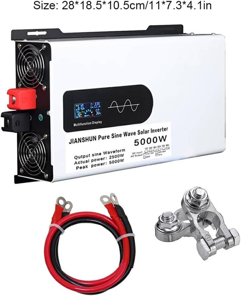 Metal Car Pure Sine Wave Inverter 5000W Max Pure Sine Wave Inverter Converter 5000 Watts Power Inverter Peak Convenient, 24V to 220V image number 1
