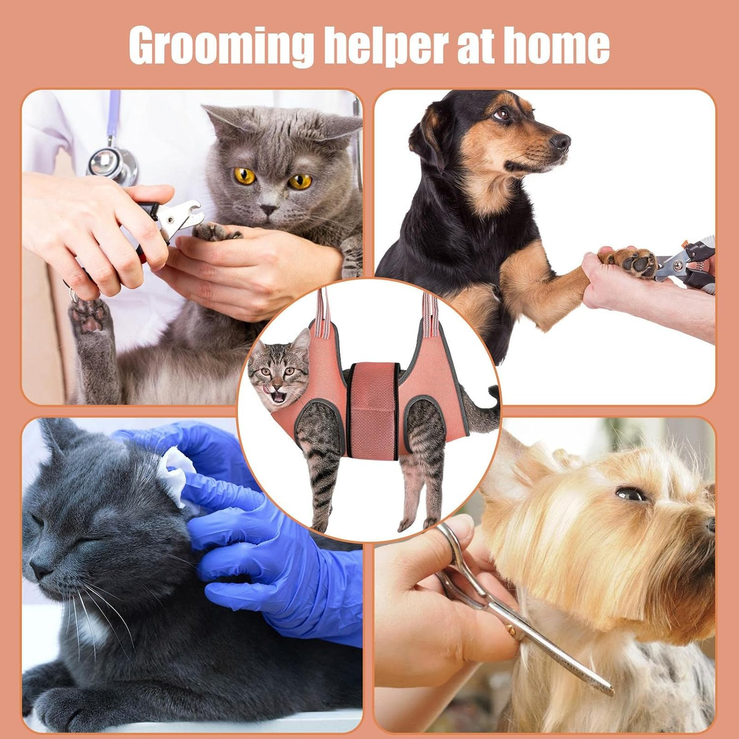 Cat Grooming Hammock, Pet Grooming Holder Nail Trimming Bag, Pet Grooming Supplies for Dogs and Cats Bathing, Nail Clipping, and Nail Trimming Puchen image number 3
