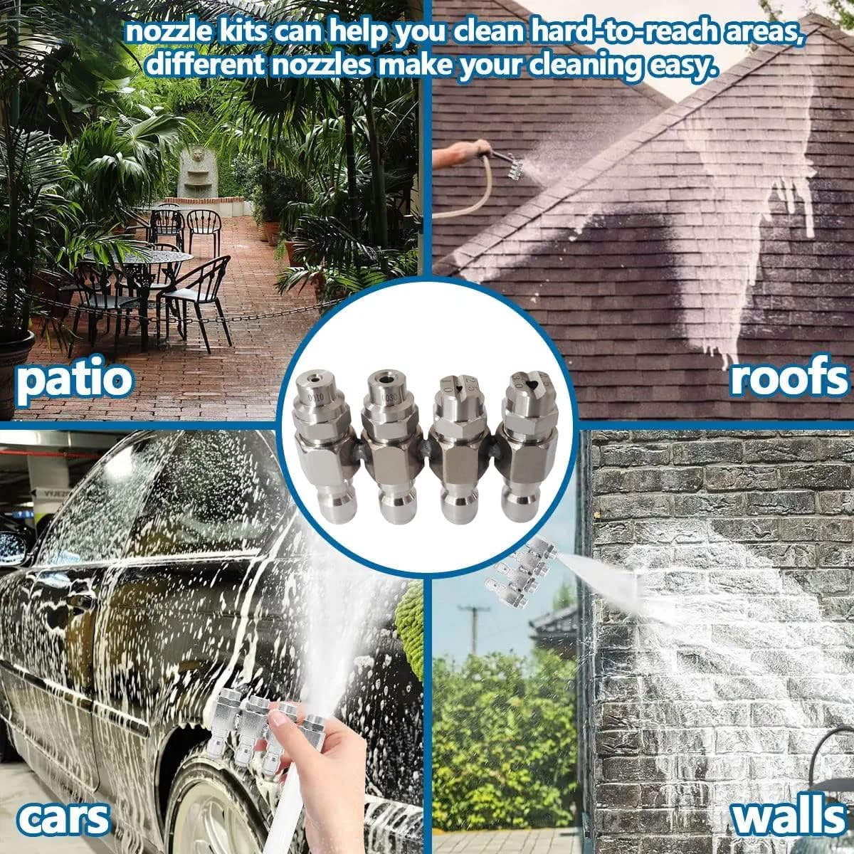 Pressure Washer Nozzle,J Rod 4 Way Washing Tip Holder for 4 GPM Pressure Washer,Jrod Soft Wash System Nozzle 1/4" Quick Connect 0&deg; 25&deg; image number 2