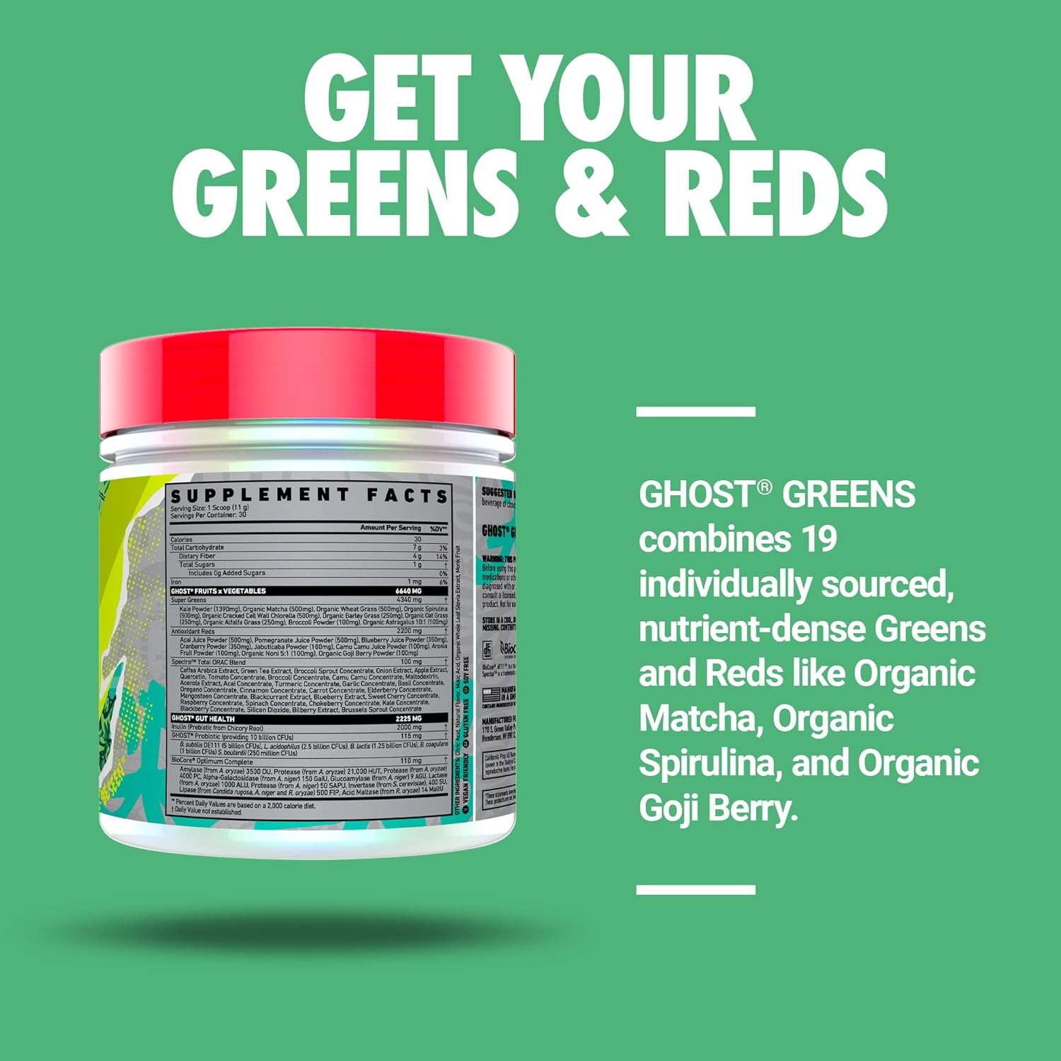 Ghost Greens Lime Flavoured Superfood Dietary Suppliment, 30 Serving