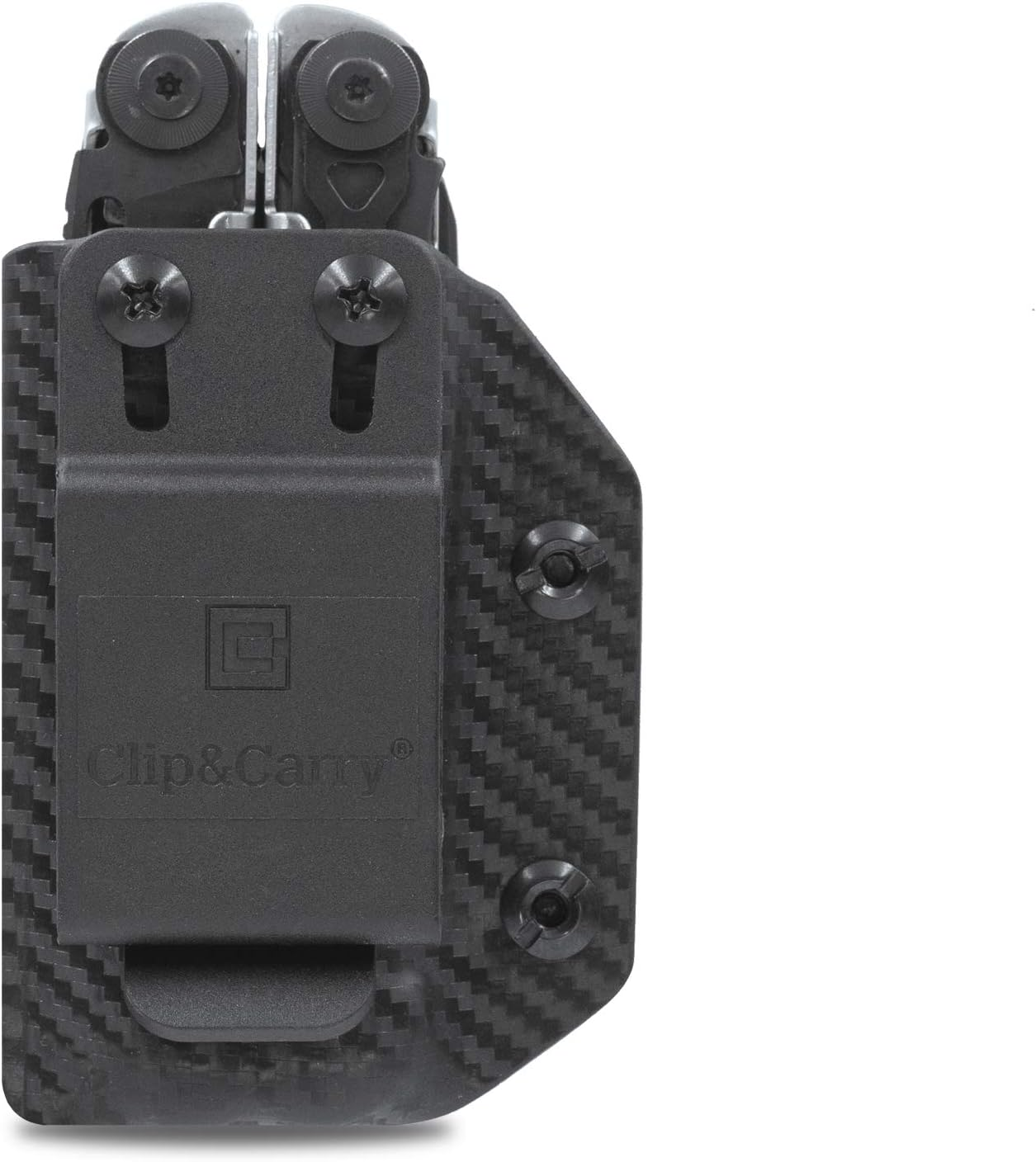 Clip & Carry Kydex Multitool Sheath for LEATHERMAN Surge - Made in USA (Multi-Tool Not Included) EDC Multi Tool Sheath Holder Holster Cover (Carbon Fiber Black) - Black image number 2