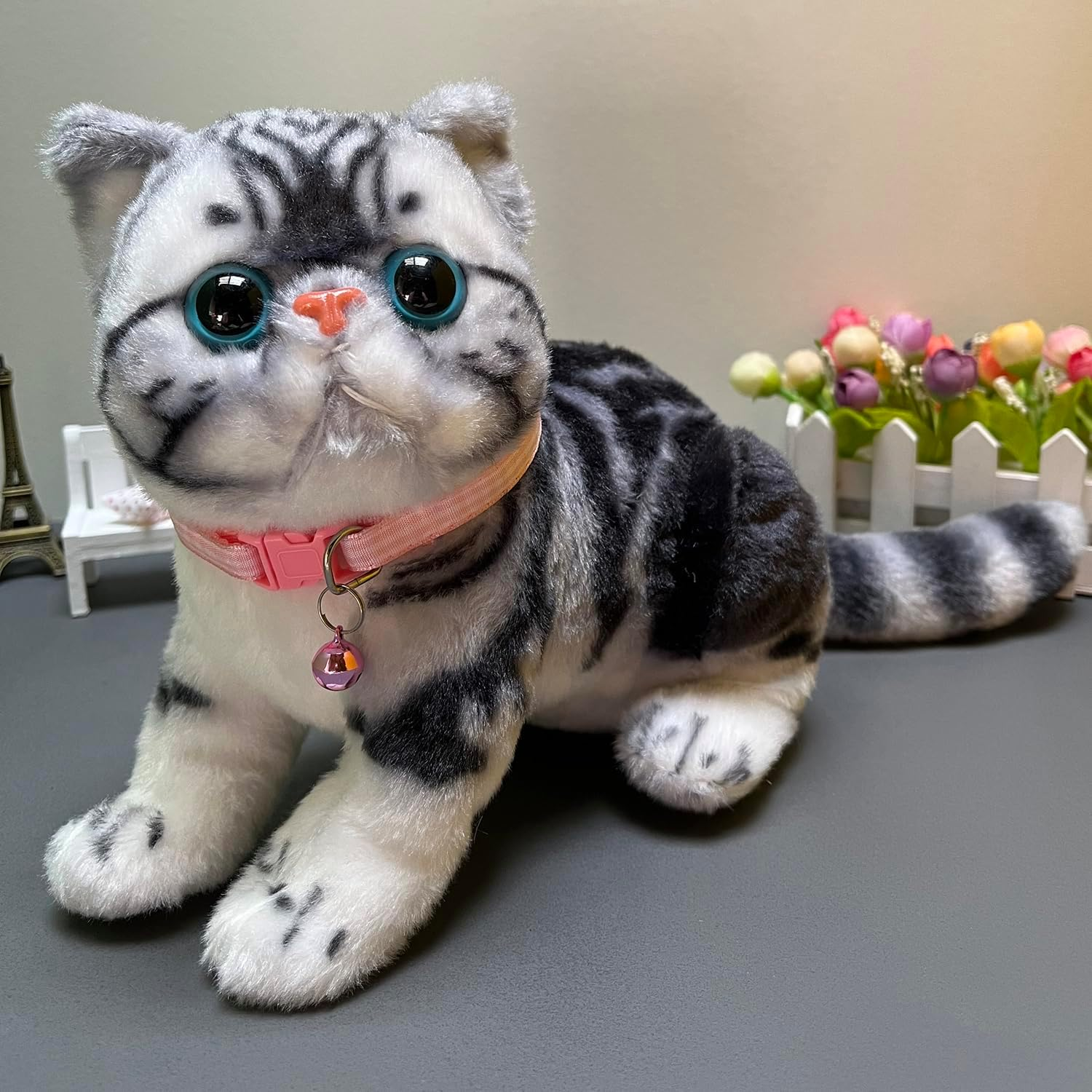 2 Pieces Plaid Cat Collar with Bells for Cat - Pinkpurple image number 4