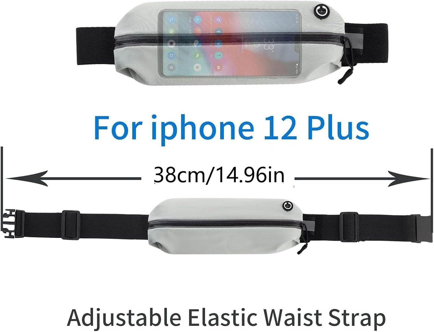 XUTONG Upgraded Running Belt with Adjustable Elasticity,Waterproof Running Phone Belt,Waist Bag Belt, Reflective Running Bag Belt,Fitness Training Bag,Men'S and Women'S Running Bag (Gray) image number 2