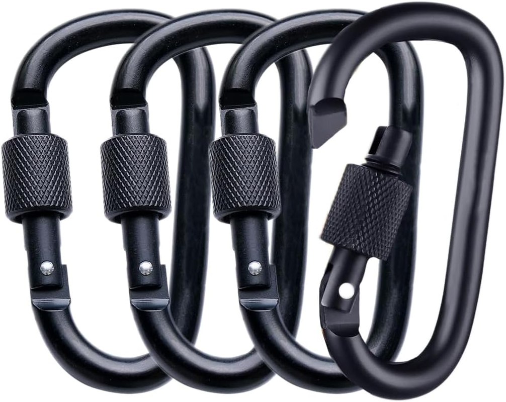 Softcutelee Aluminum Alloy Carabiner Heavy Duty D Ring Clip Hook Locking Carabiner D Shape Keychain Camping Accessories for Outdoor, Fishing, Hiking, Traveling, Fishing, Backpack