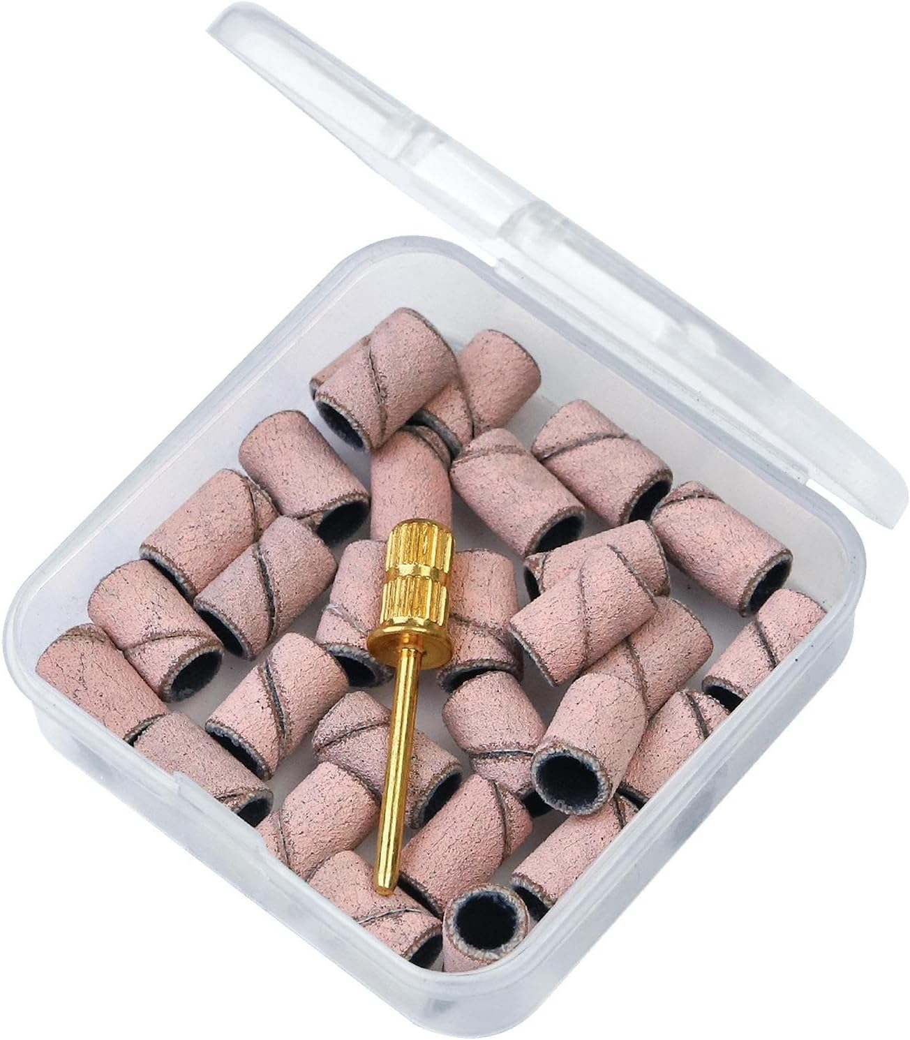 Nail Sanding Bands - Nail File Sanding Bands with Mandrel Bit - Fine Grit Nail File Sanding Bands for Acrylic Nails Gel Manicures and Pedicure Pochy