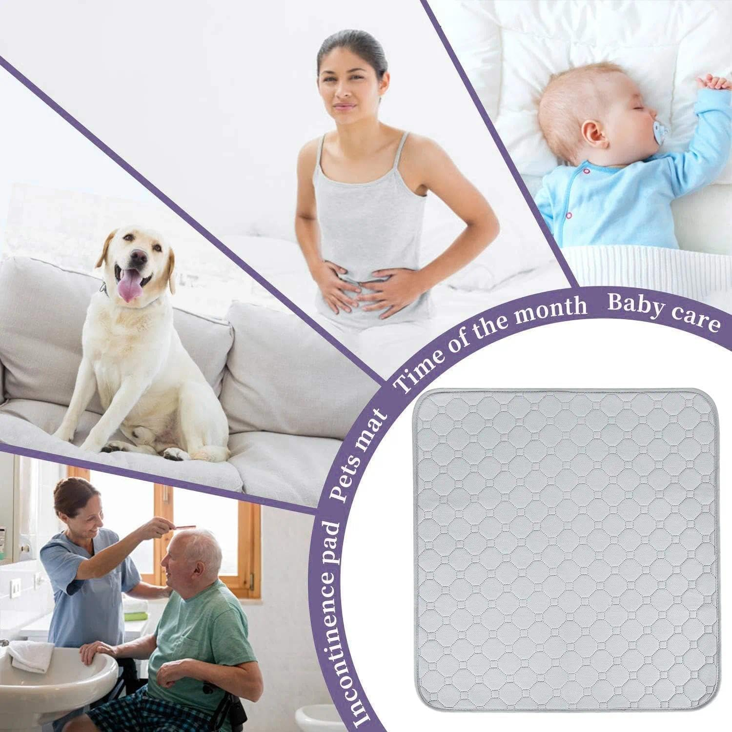 Waterproof Incontinence Pad, Absorbent Chair Pad, Washable Waterproof Pad, Eco-Friendly Non-Slip Reusable Waterproof Chair Pad for Incontinence, Compatible with Pets, Elderly, and Adults - Grey image number 2