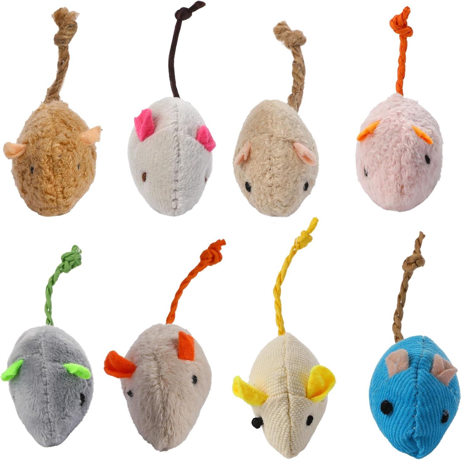 8 Pack Cat Mice Toys Interactive Toy Cats Mouse Plush Cat Toys Catnip Toy Biting Toys for Cats Mouse Shaped Toy for Indoor Cats Realistic Design 8 Color image number 2