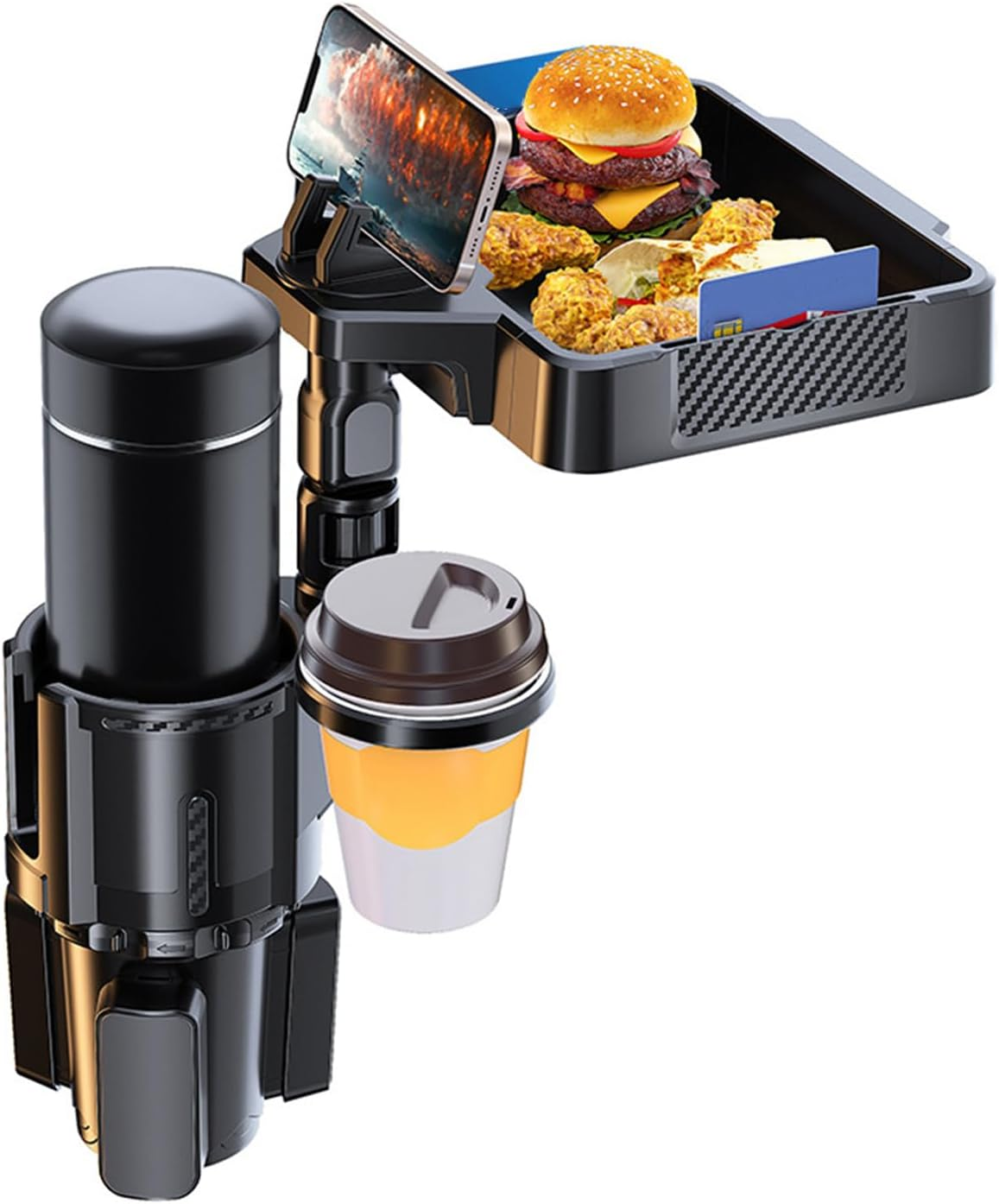 Eacam Car Cup Holder Expander - 4 in 1 Automotive Cup Attachable Tray with 360&deg; Rotation, Detachable Tray Table with Phone Holder, Dual Cup Holder image number 3