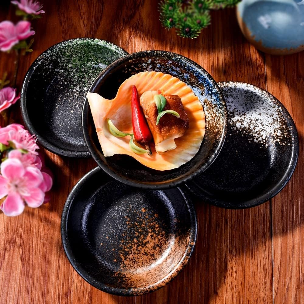 5 Pc-Japanese Style Ceramic Sauce Dipping Dishes Set, Small round Condiment Bowls, Appetizer Serving Bowls for Sushi and Dipping (5) image number 5