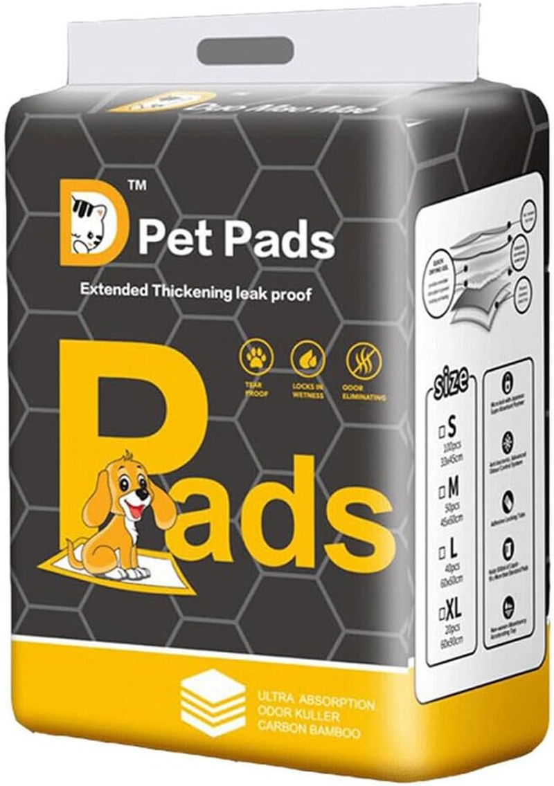 Pet Training Pads Puppy Dog Toilet Pee Indoor Super Absorbent Leak-Proof 4Sizes (Bamboo Charcoal,S-100Pcs 33*45Cm) image number 2