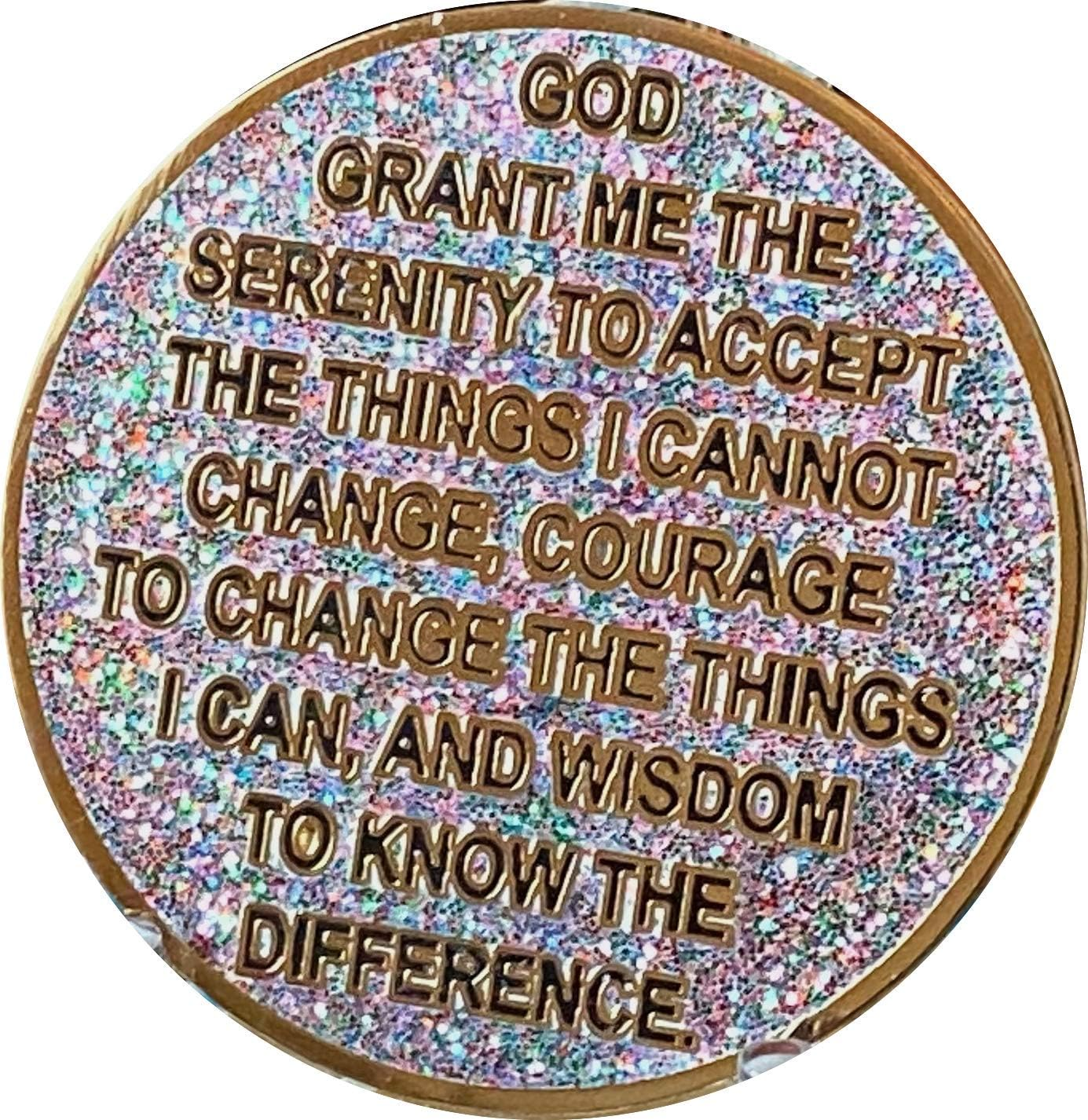 4 Year AA Medallion Reflex Birthday Funfetti Silver Glitter Gold Plated Color Chip image number 4