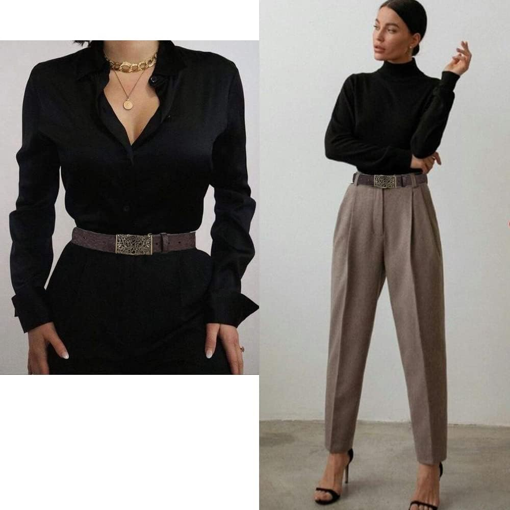 IWFTC Ladies' Vintage Belt-Genuine Leather,Adjustable Sizing,Timeless Design for Dresses,Skirts,And Jeans, Retro Elegance image number 6