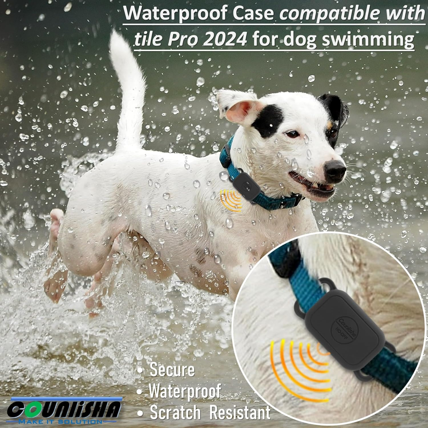 Silicone Holder for Tile Pro (2024) for Dog Collar, Slim Durable Cover Tag for Pet Necklace Accessories, Waterproof Case for Tile Life360 Pro Tracker for Cat,Bag (2 Pack,Black) image number 1