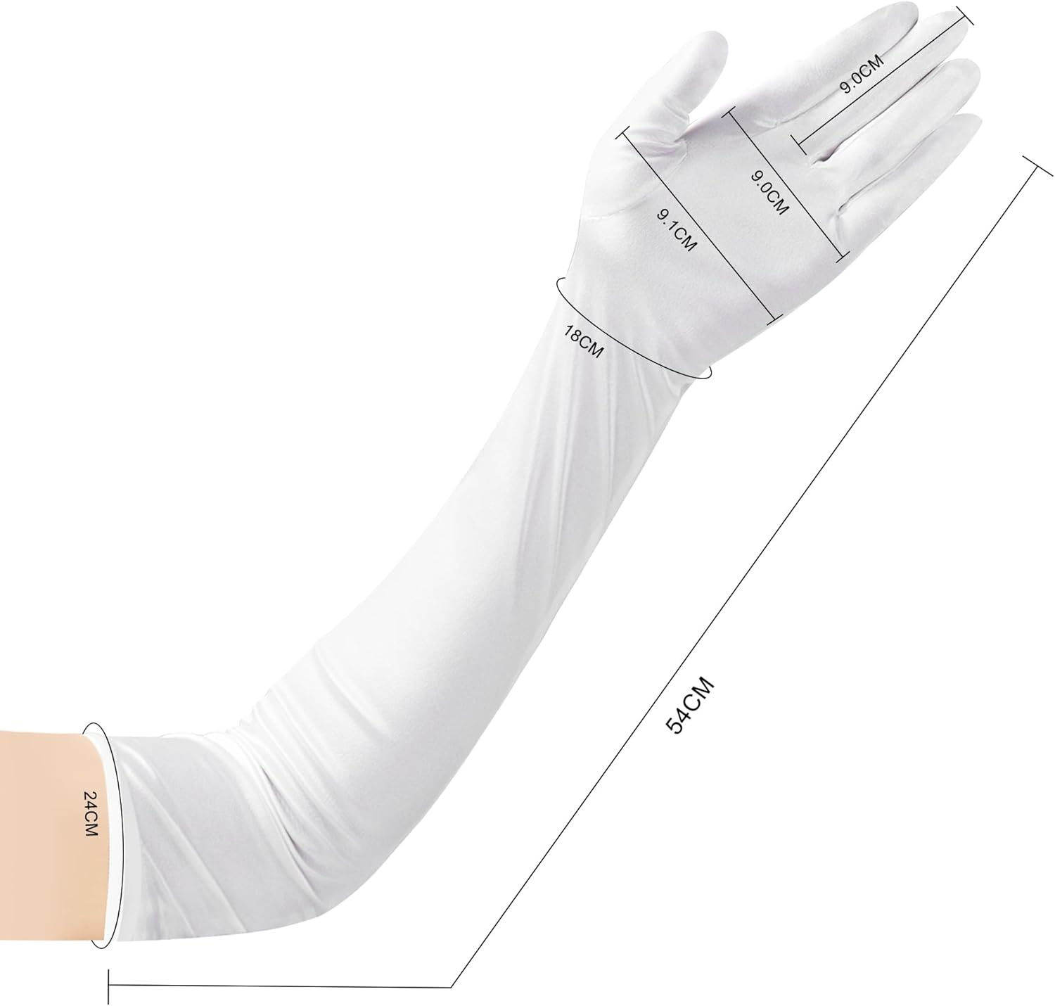 JUNART Long Satin Gloves,Elegant Elbow Length Gloves for Opera Party, Wedding, Evening Dresses,Carnival Costume, Dance image number 3