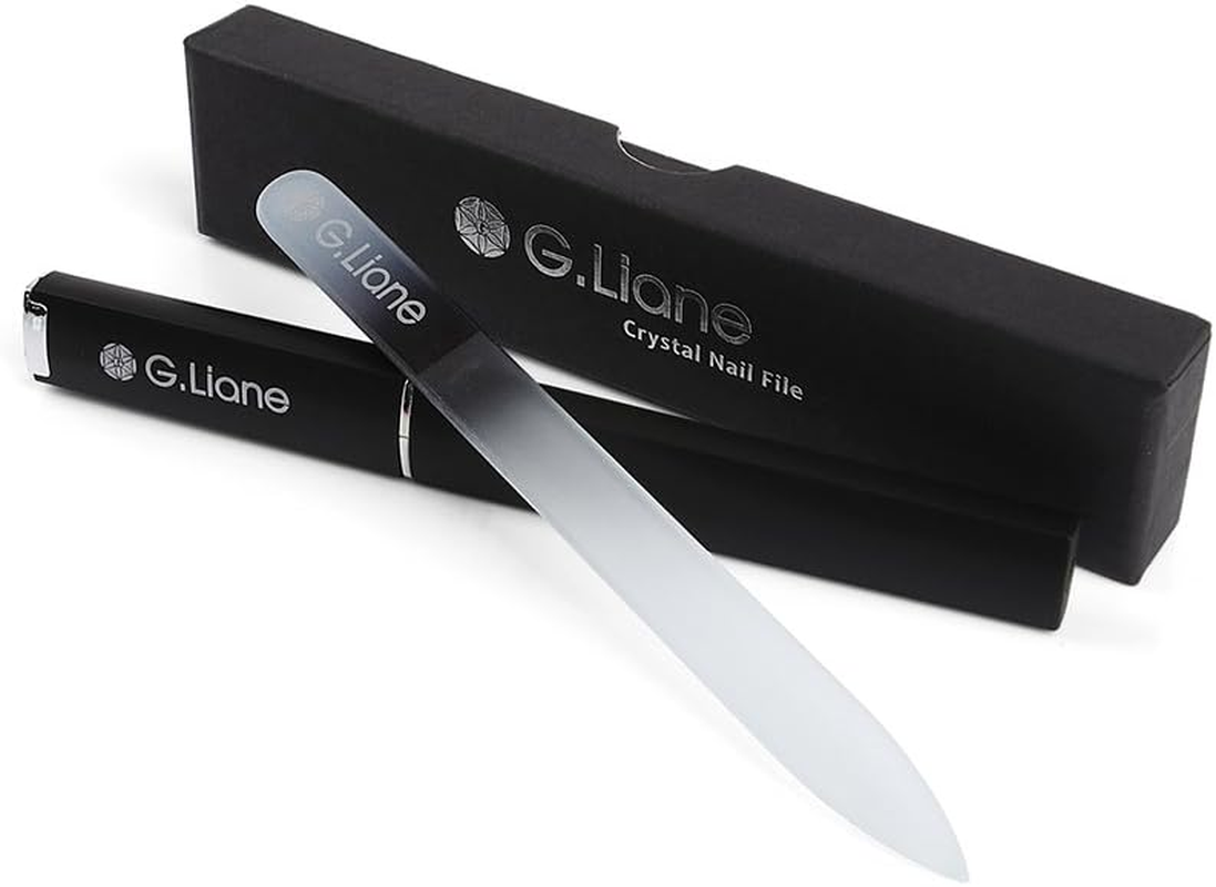 Crystal Glass Nail File Professional Double Sided Etched Crystal Nail File Set for Nail Art & Nail Care Alternative to Metal Nail Files Emery Boards & Buffer (Rainbow Black).