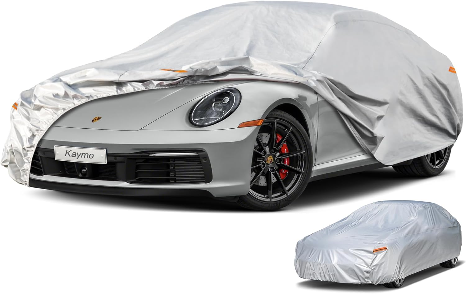 Kayme 7 Layers Car Cover Waterproof All Weather for Coupe, Outdoor Full Cover Universal Fit for Porsche 718 Cayman Boxster, Nissan 350Z 370Z, Jaguar F Type, Subaru BRZ, Toyota 86, Etc (Up to 177 Inch)