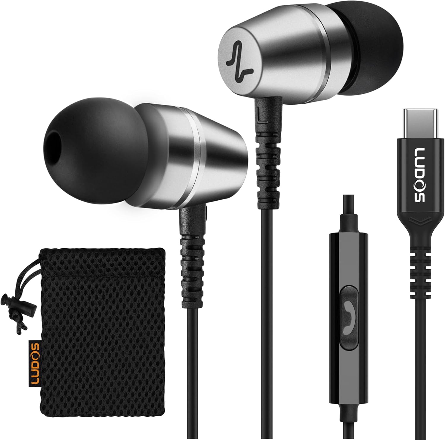 LUDOS OMNITONE USB C Headphones, 5 Years Warranty, USB-C Earbuds for Iphone 16 15 Pro Max plus Samsung Galaxy S24 S23 Ultra S22 S21 FE S20 Z Flip 3 Fold 4 A53 A54, USB Type C Earphones for Ipad Pro image number 2