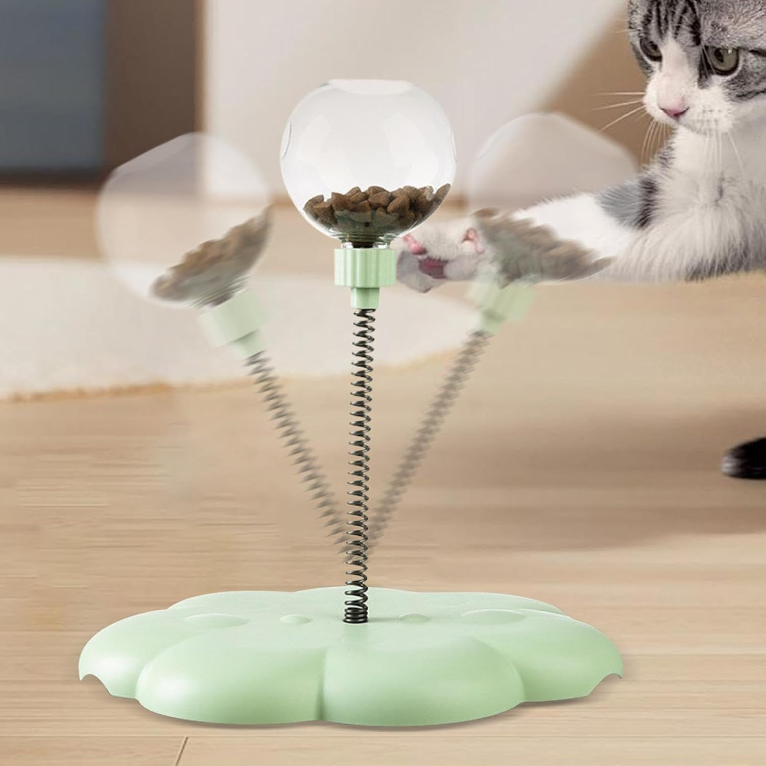 Wobbling Dog Treat Toy,Wiggling Treat Toy for Dogs,Cat Interactive Dispenser with Spring,Cat Food Dispenser Toys,Snack Ball Dog,Leaking Treats Ball Pet Feeder Toy