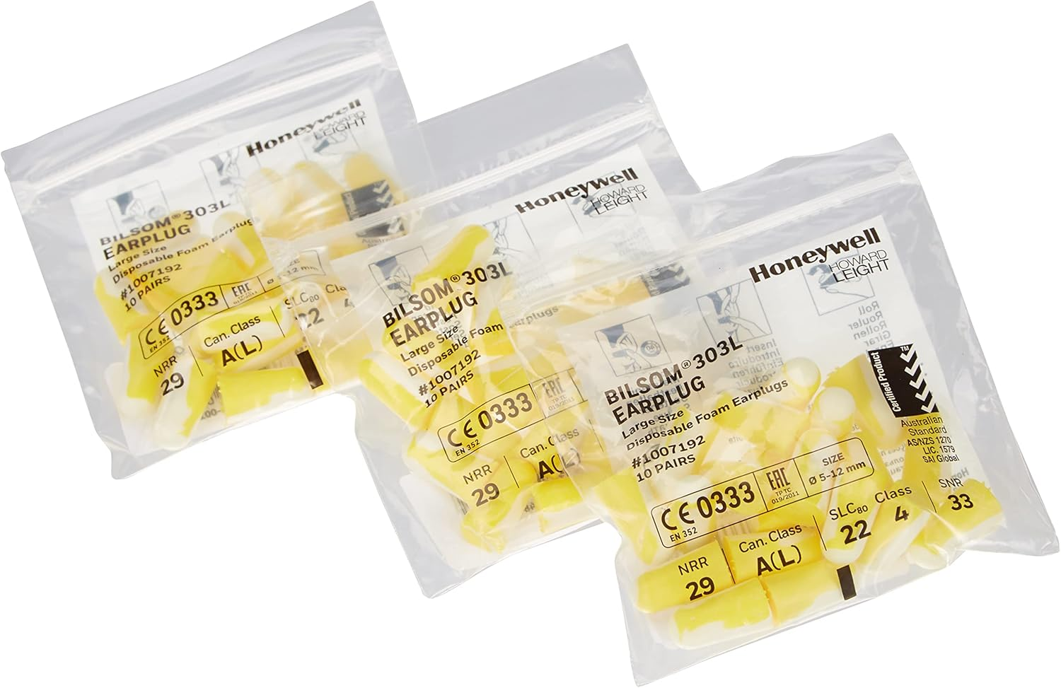 Honeywell Safety 303L-10 3P Ear Plugs 3 X 10 Pairs Yellow/White image number 1