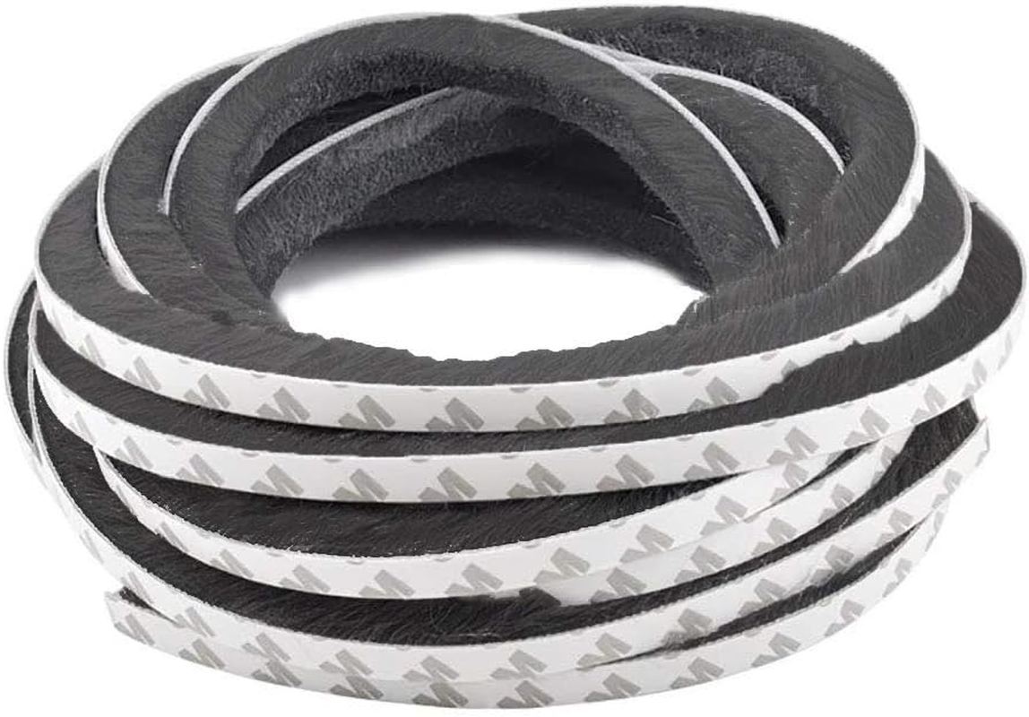 Tambee Self-Adhesive Pile Weatherstrip Brush Weather Stripping Sliding Door Insulation Door Weather Strip Window Sealer for Winter 3/8 Inch X 3/8 Inch X 16.5 Ft Black (16.5 Ft)