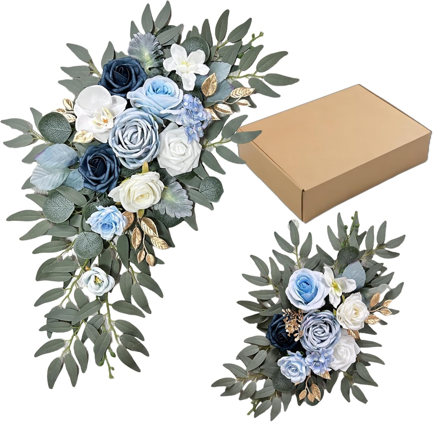 Artificial Flowers Silk Upgraded Swag Set for Wedding Arch Anniversary Welcome Sign Celebration Reception Floral Party Engagement Chair Floral Backdrop Decorations (Peach Pink)