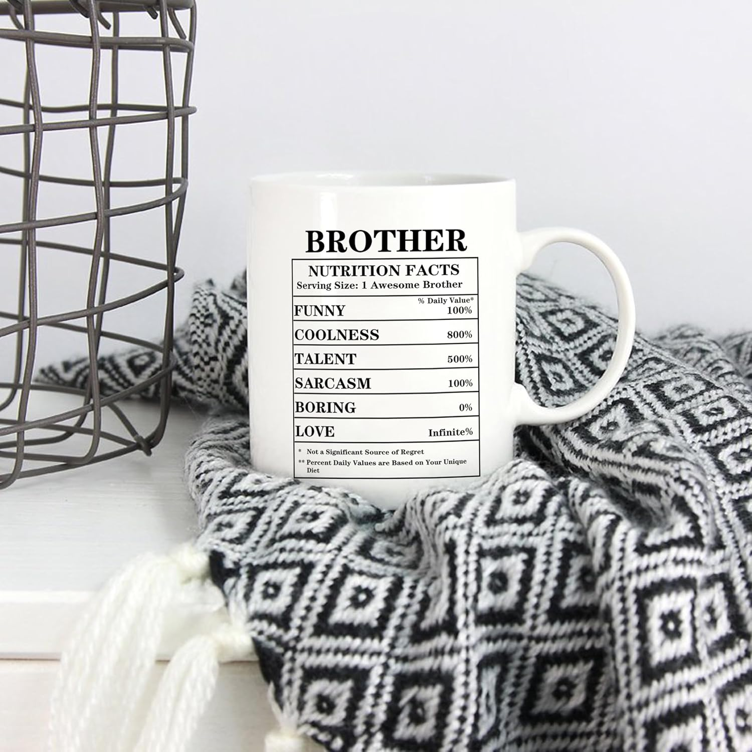 5Aup Father'S Day Brother Nutritional Facts Coffee Mug Christmas, Funny New Gag Novelty Gift from Brother, Sister, Family for Birthday, 11Oz Ceramic Cups image number 1