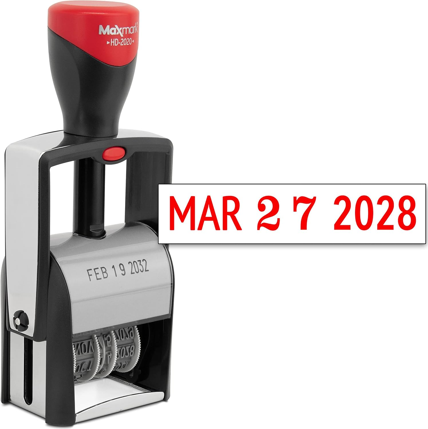 2000 plus 2020 Heavy Duty Date Stamp, Large Date Size - Exclusive 12-Year Band Red