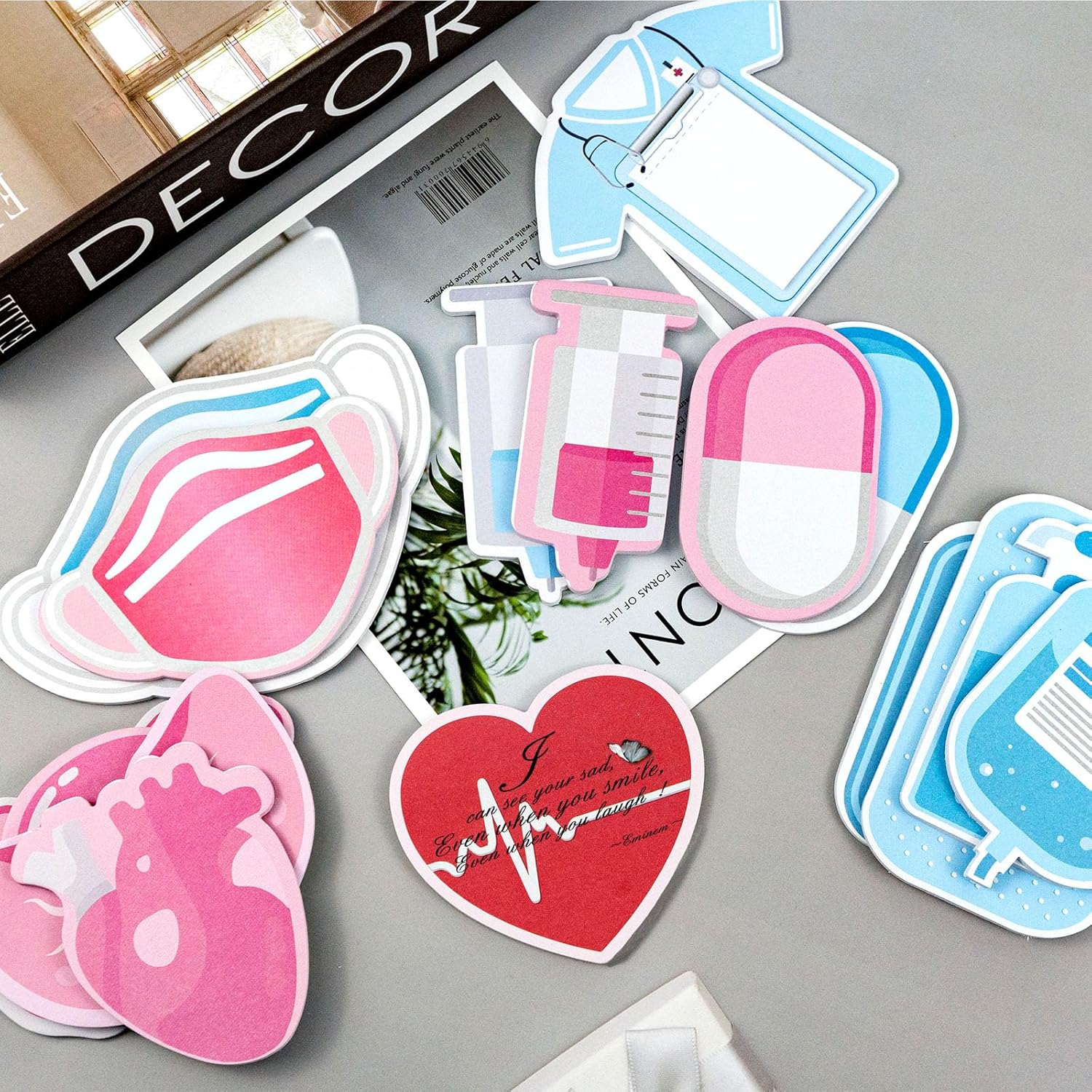 16 Pads Mini Funny Nurse Sticky Notes Medical Themed Sticky Notes Cute Nurse Notepads Memo Pads for School Students Doctor Nurse Supplies (Blue and Pink) image number 3