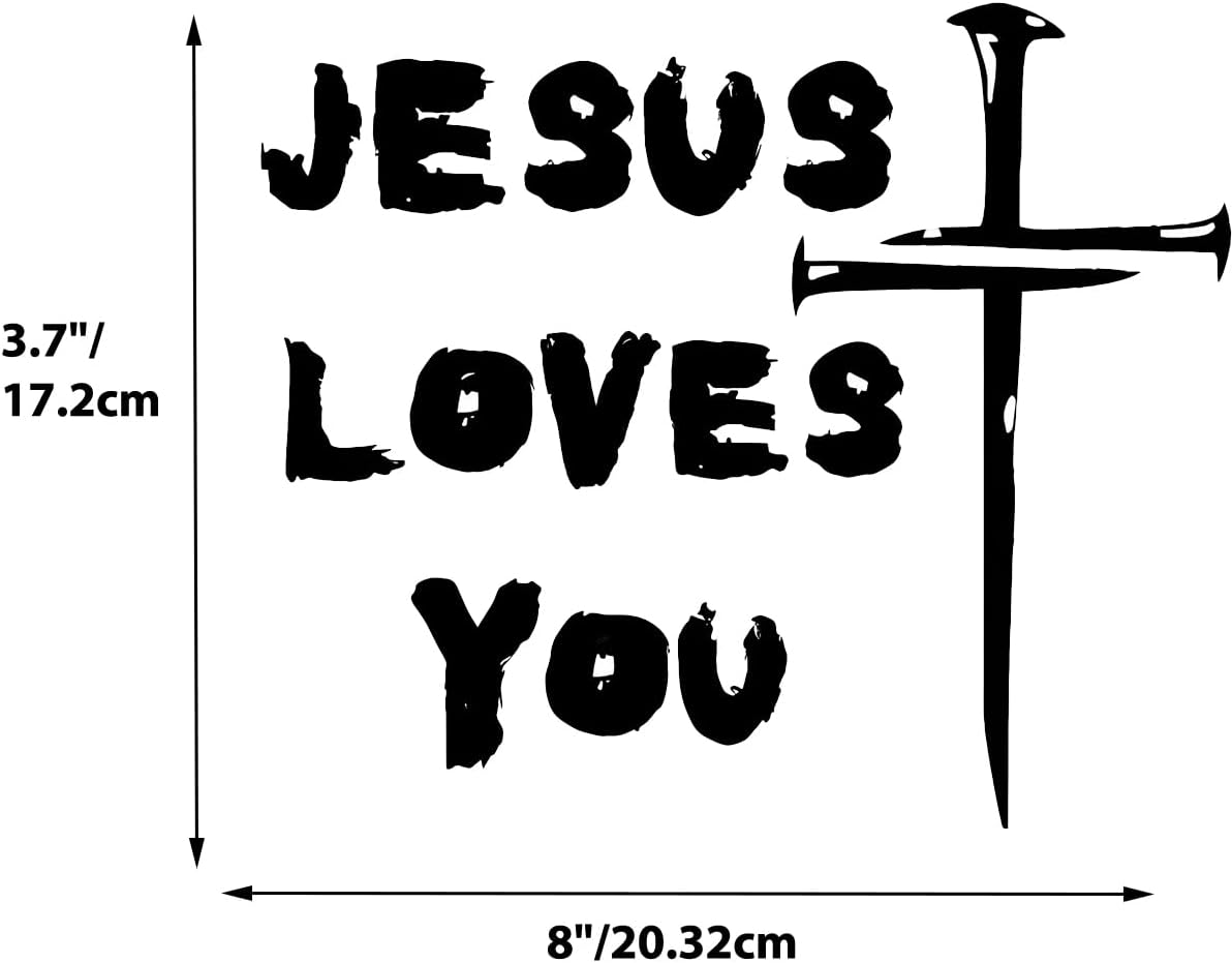 Jesus Loves You Jesus Cross Sticker Christian Car Sticker Window Bumper Decal Sticker Suitable for Car Truck Door Laptop (Black) image number 4