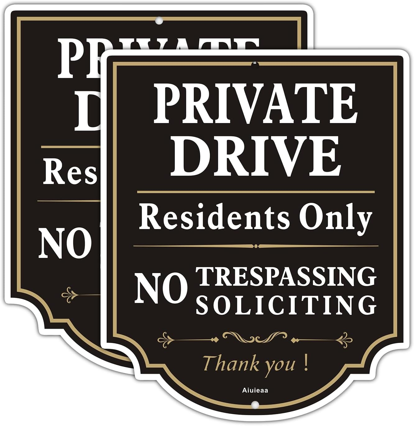 Private Drive No Trespassing Sign, Residents Only Sign, No Soliciting Aluminum Warning Signs, UV Protected and Weatherproof, Easy to Mount, Outdoor Use