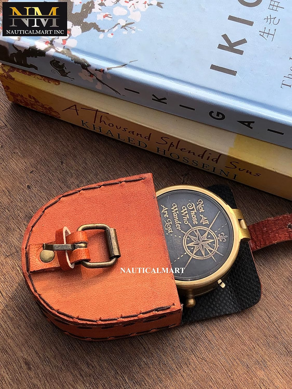 Not All Who Wander Are Lost Engravable Compass - Pocket Compass - Brass Compass with Leather Case - Pirates Compass - Gift Compass - Camping Compass - Confirmation Gift Idea - Baptism Gifts - Keepsake image number 6
