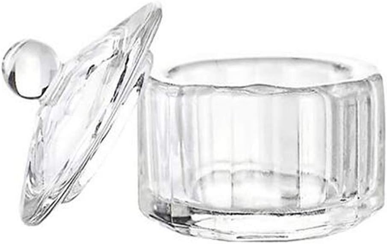 1 Piece Nail Dappen Cup Nail Art Acrylic Crystal Glass Dish Cup Nail Art Glass Acrylic Dappen Dish Liquid Powder Crystal Cup Glassware Tools with Lid for Mixing Liquid Powder, Transparent image number 1