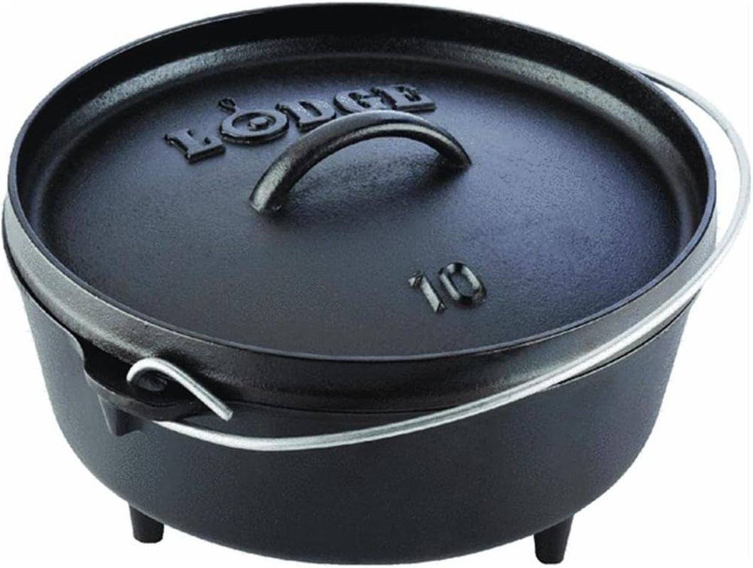 Lodge 6 Quart Pre-Seasoned Cast Iron Camp Dutch Oven with Lid - Dual Handles - Use in the Oven, on the Stove, on the Grill or over the Campfire - Black image number 1