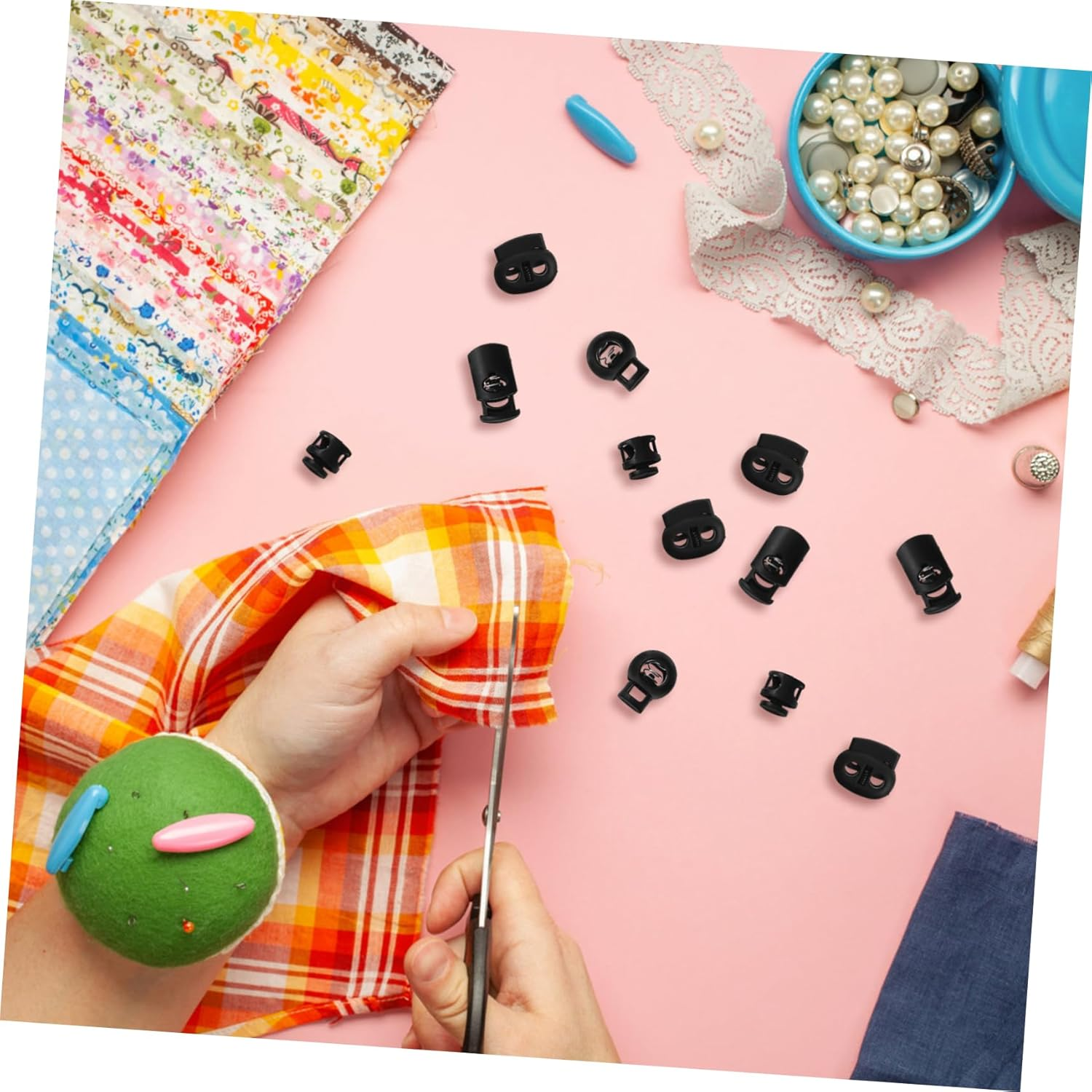 GARIOUANS 52 Pcs Black Plastic Shoelace Locks and Spring Loaded Toggle Buttons, Single and Double Hole Drawstring Cord Locks for Outdoor Gear and Luggage, Elastic Rope Stoppers for Camping and Travel image number 6