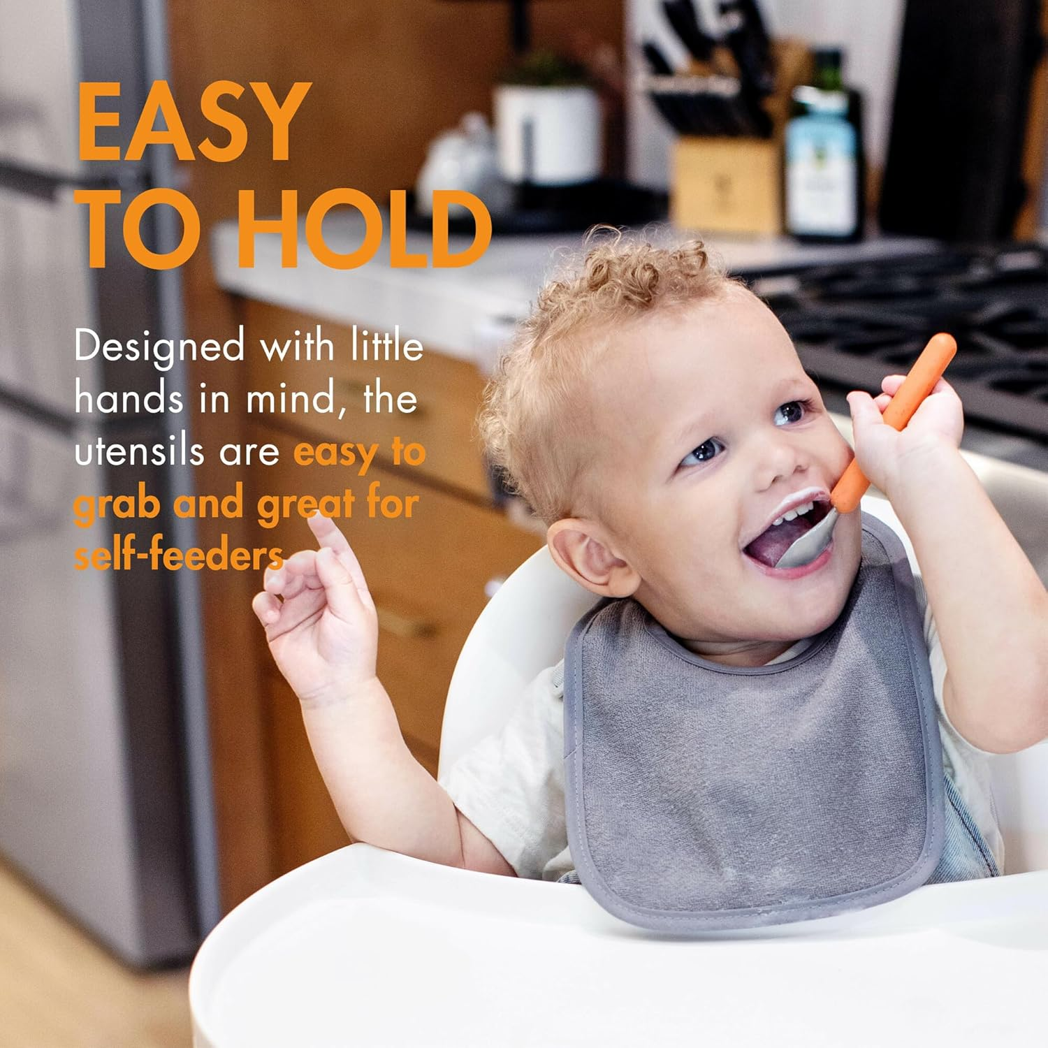 Boon Chow&trade; Toddler Stainless Steel Utensils Spoon and Fork 6-Piece Set, Mint/Orange image number 5