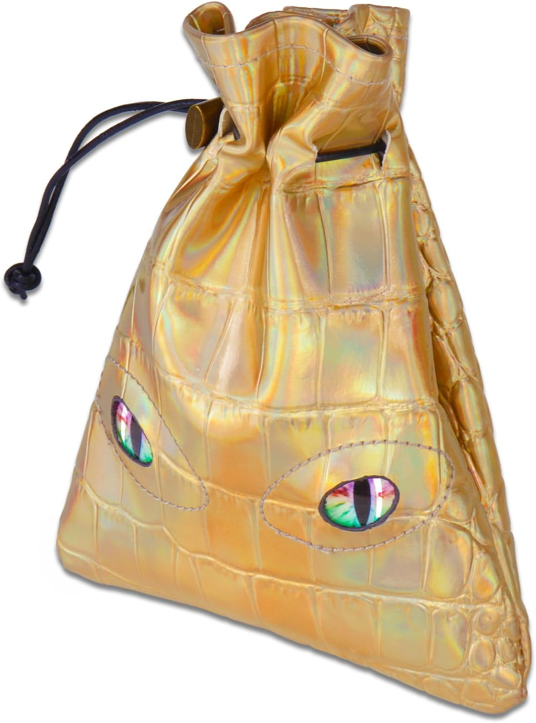 Large DND Dice Bag, Black DND Dice Bag Can Hold 6 DND Dice Sets, Fire Dragon Leather Coin Bag, Glows Green Light in Eyes, Suitable for DND Board Games, Fantasy RPG Game Accessories, Dice Not Included