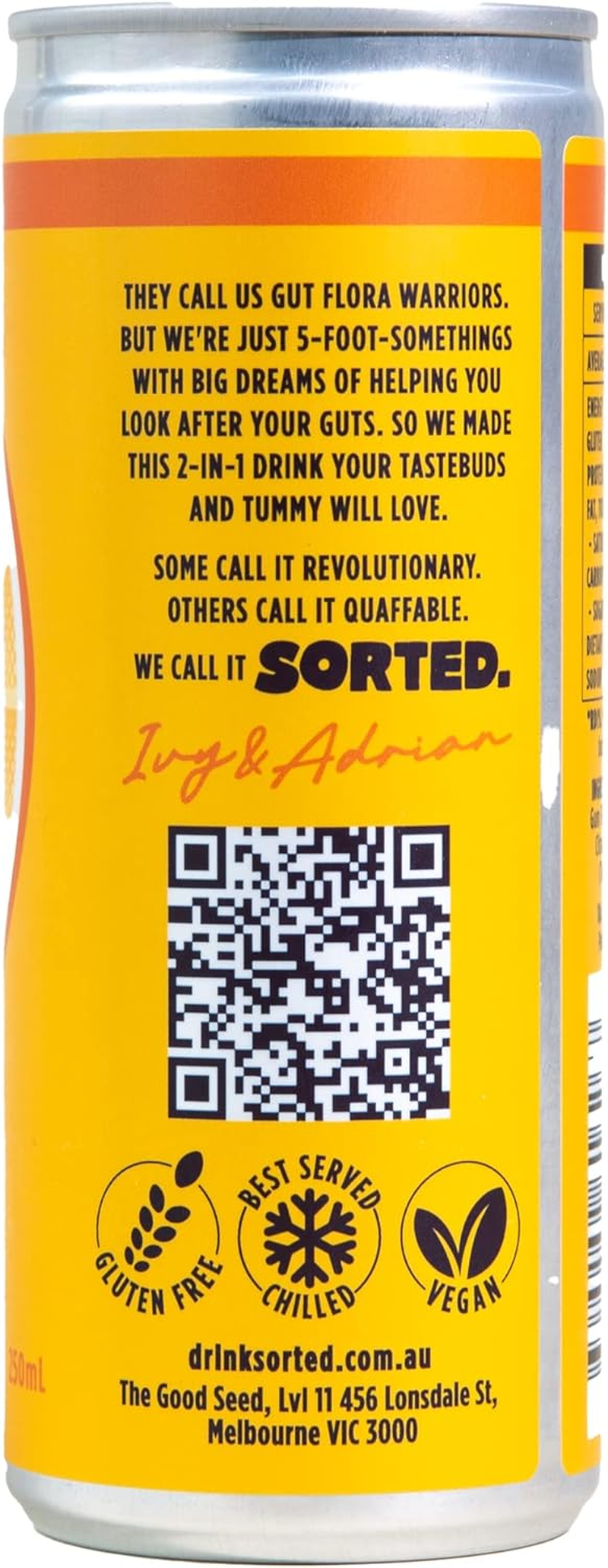 SORTED. Lemon Prebiotic Soft Drink | Boosts Gut Health | High-Fibre, 99.9% Sugar-Free, Low Carb, Low Calories | 12X250Ml Cans image number 2