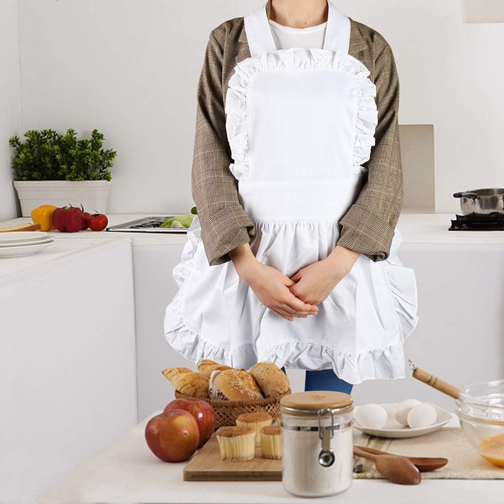 Comfortable Kitchen Apron, White Women Apron, Adjustable for Women Cooking image number 6
