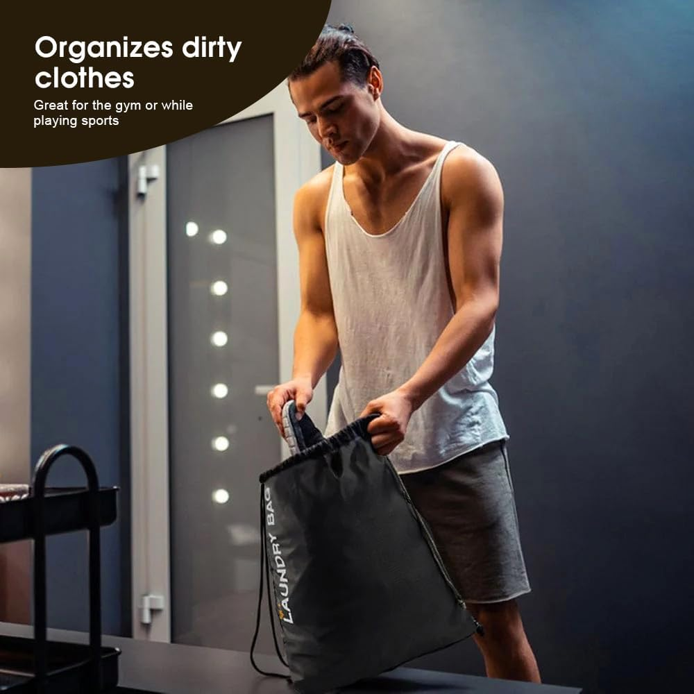 Flightmode Travel Laundry Bag with Drawstring Closure, Multi-Purpose Drawstring Bag for Clothes,Travel Pack Bags Dirty Clothes Bag for Laundromat and Household,Foldable Compact Organiser Bag image number 4